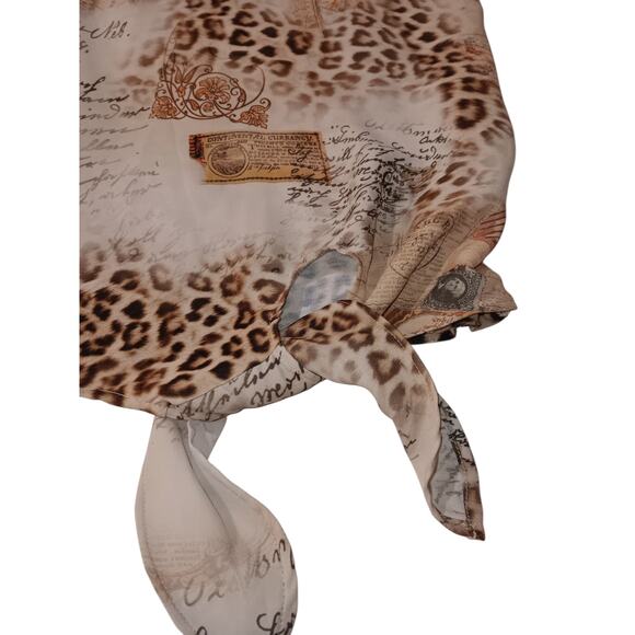 CHICO'S 1 Cute Travel Print Split Sleeves Blouse‎ Top M/8 Animals Maps Safari - Picture 6 of 16